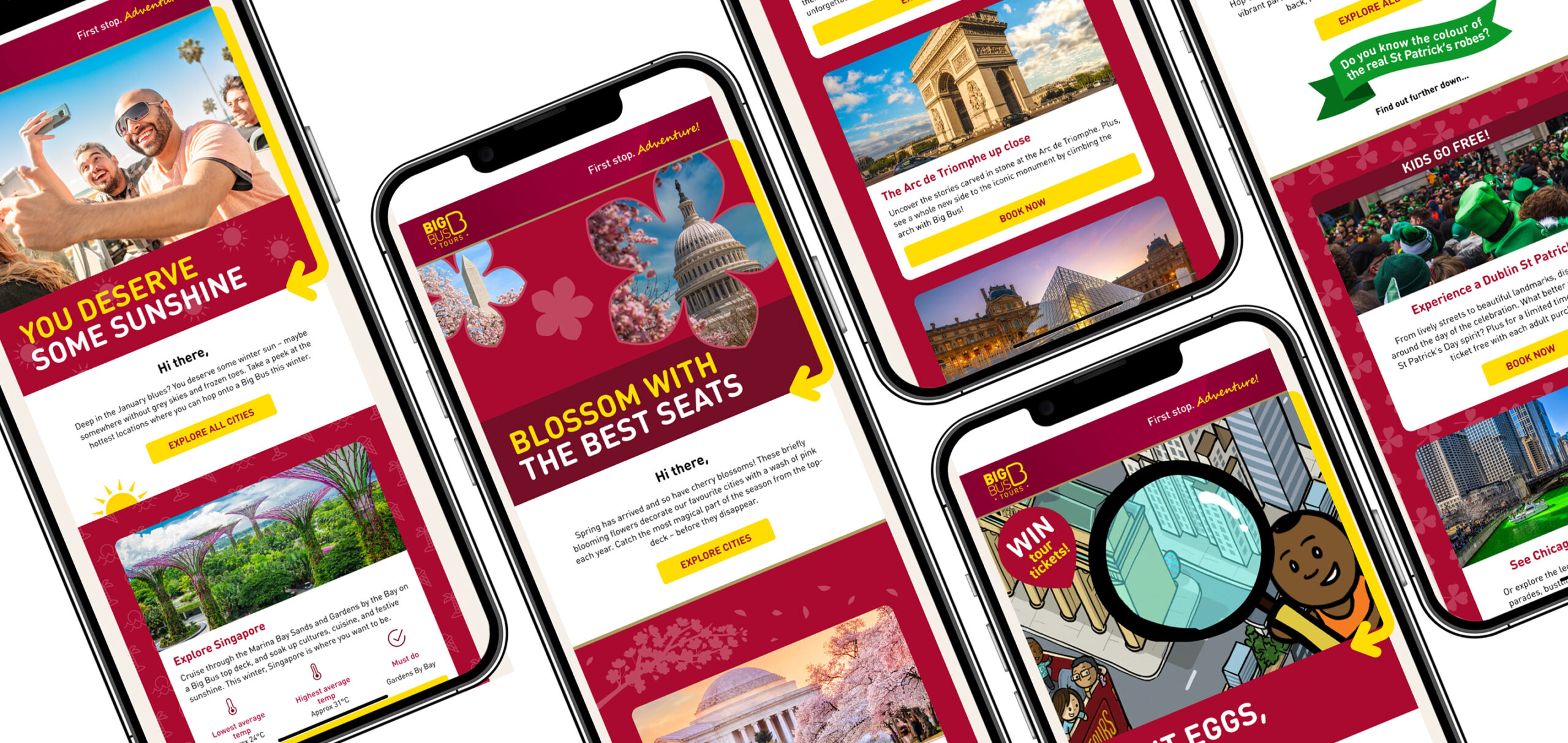 Flourish email designs for Big Bus Tours