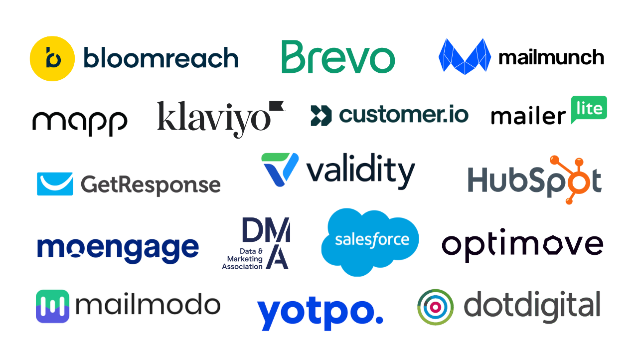 A collage of marketing platform logos.