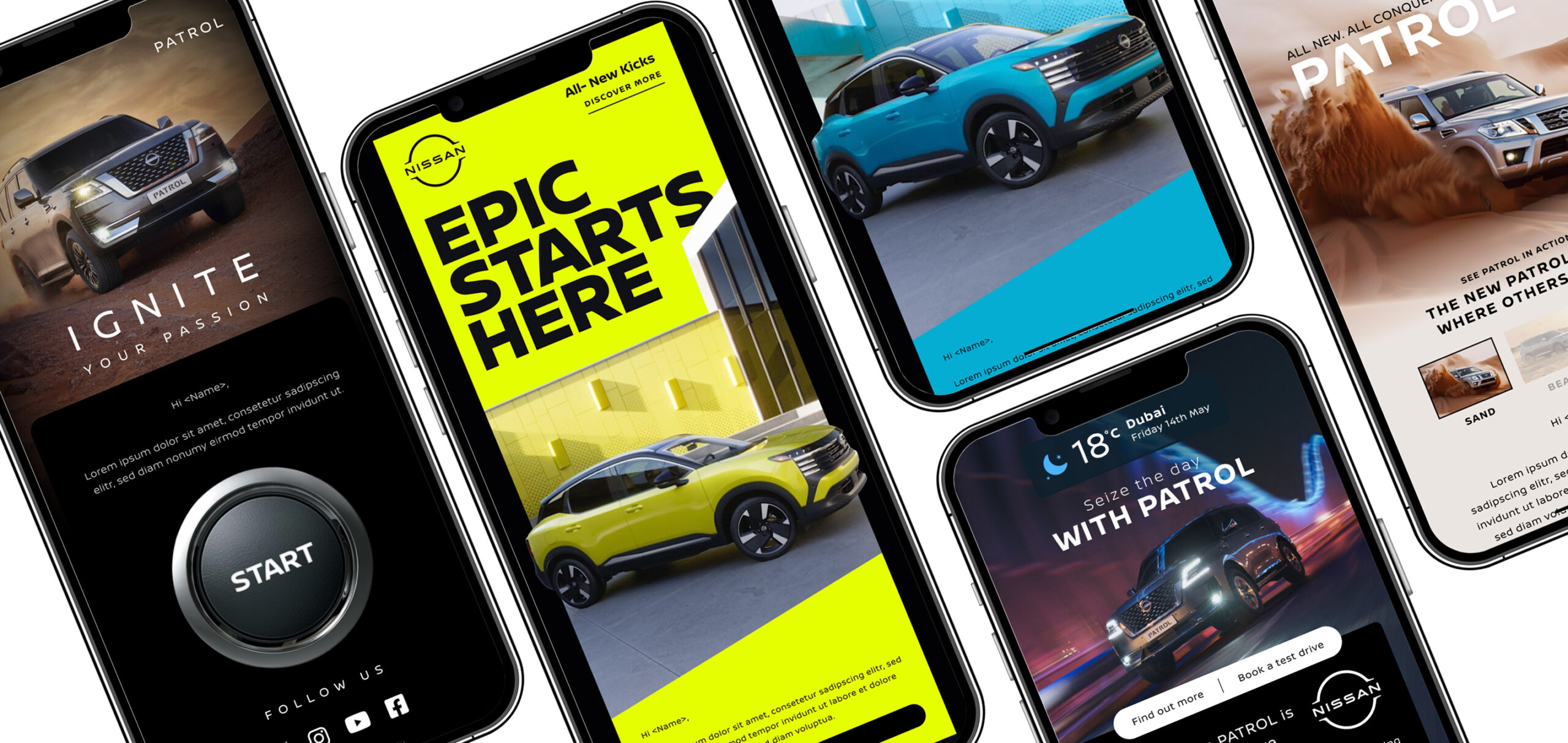 Flourish email designs for Nissan Middle East